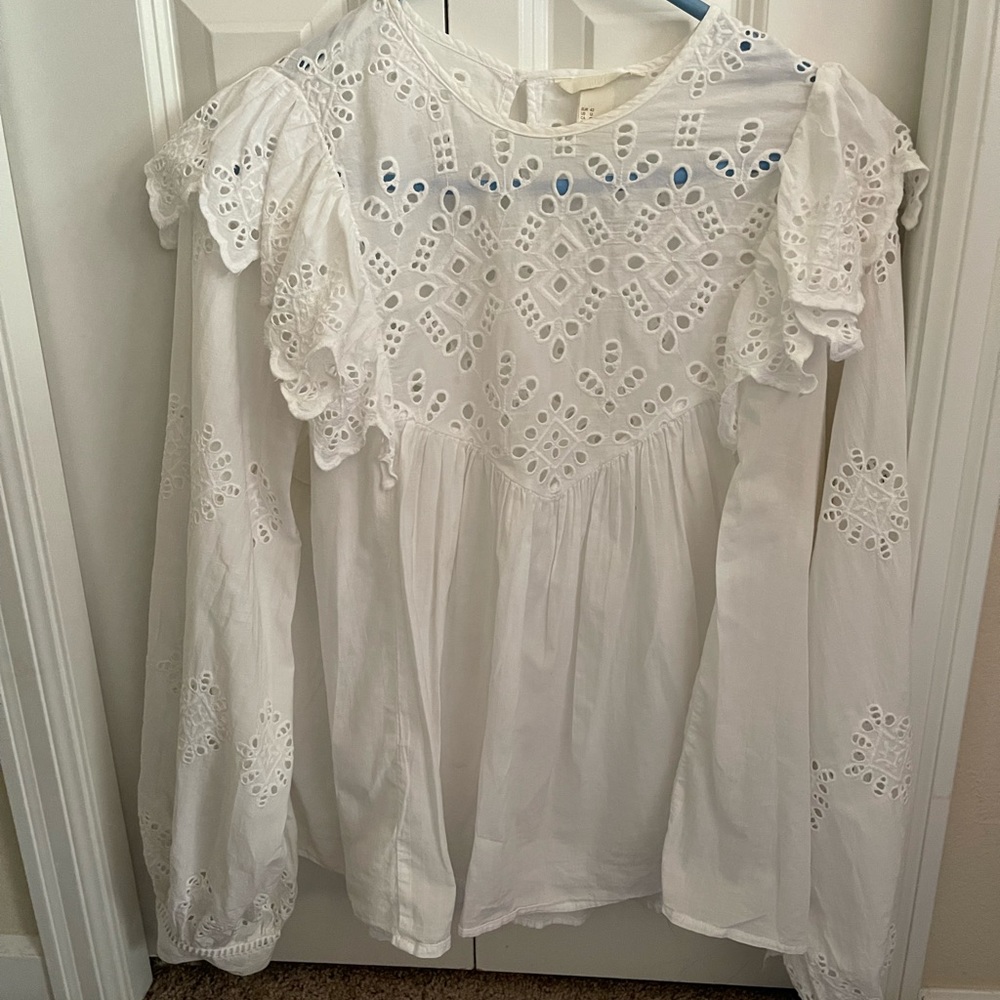 H&M White Long Sleeve Top